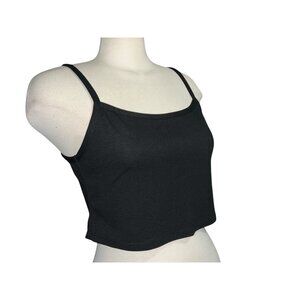 Halara Sleevless Cropped Lightweight Waffle Tank Top Sz Small Womens Black